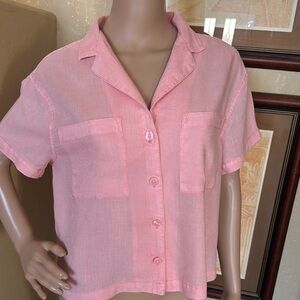 Women’s Pink Linen Shirt Top sz S NWT